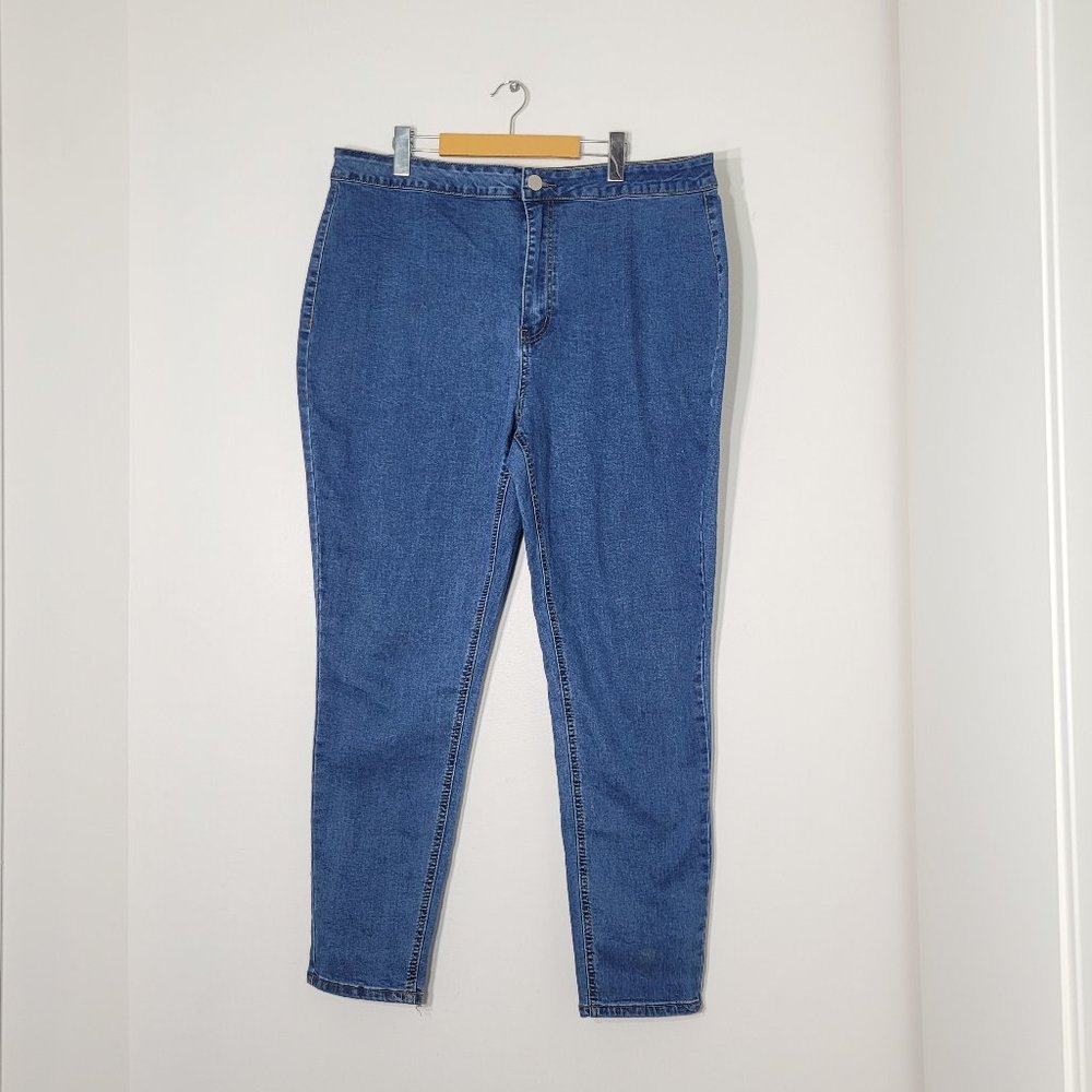 Pretty Little Thing Blue Jeans Cotton Blend Straight Leg Stretch Plus Size 1X